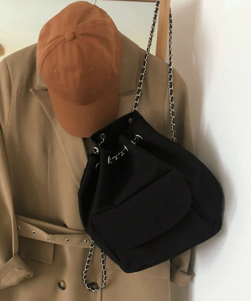 巾着リュック ナイロンチェーンバッグ軽量 斜めがけバッグ カジュアル ドローストリングバッグ 使いやすい リュックサック シンプルバックパック 肩掛けバッグ旅行鞄 83LLPJ-002