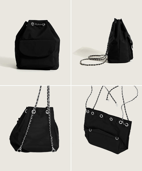 巾着リュック ナイロンチェーンバッグ軽量 斜めがけバッグ カジュアル ドローストリングバッグ 使いやすい リュックサック シンプルバックパック 肩掛けバッグ旅行鞄 83LLPJ-002