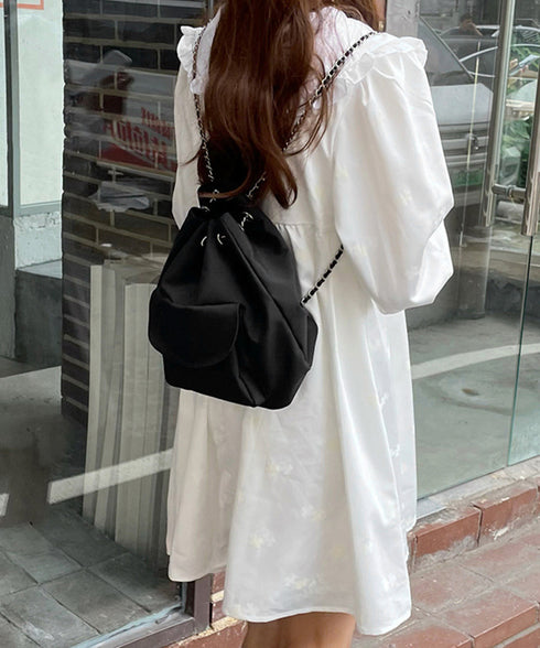 巾着リュック ナイロンチェーンバッグ軽量 斜めがけバッグ カジュアル ドローストリングバッグ 使いやすい リュックサック シンプルバックパック 肩掛けバッグ旅行鞄 83LLPJ-002