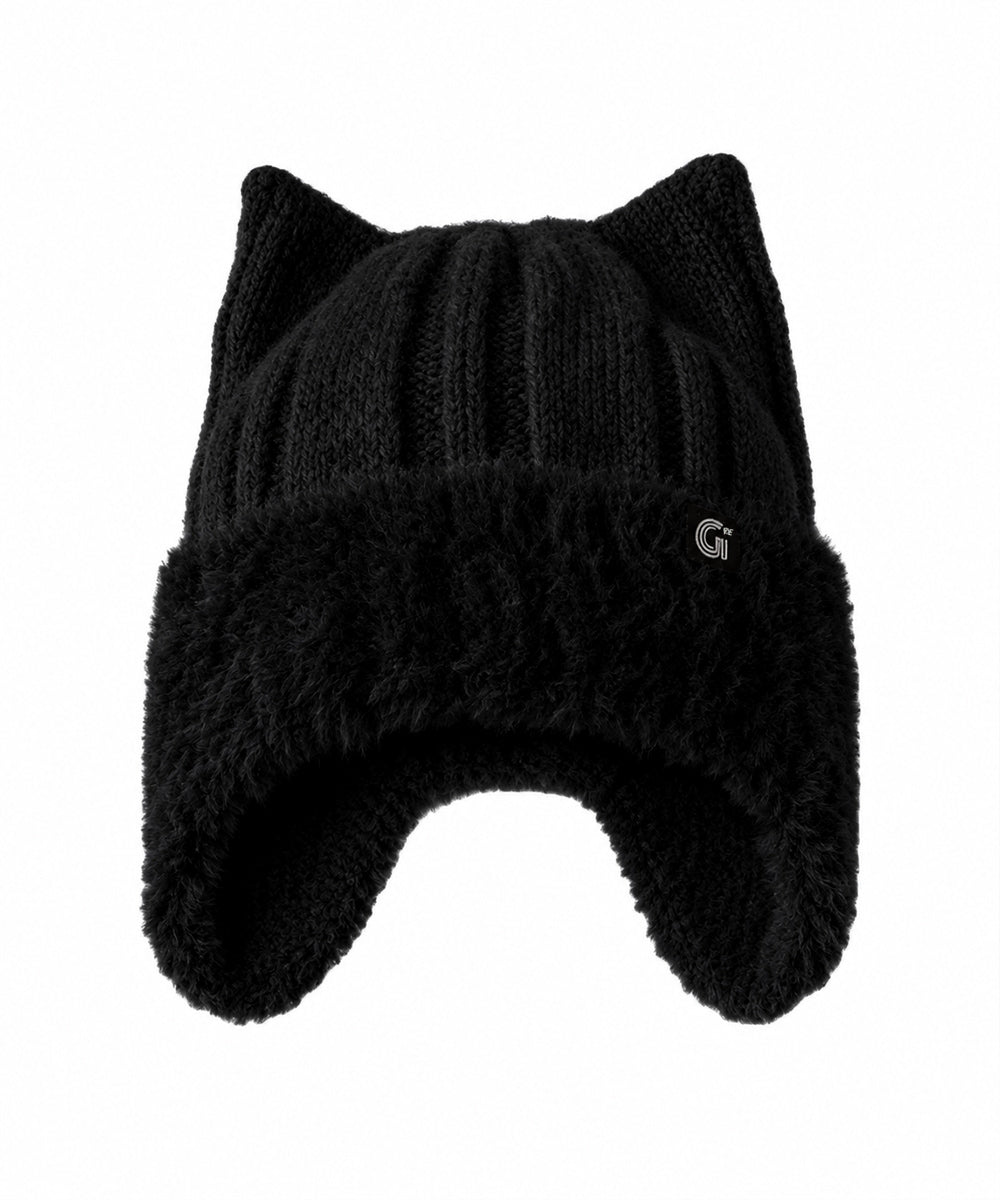 猫耳ニット帽小顔ファービーニー耳当て付き 詳細画像17