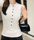 半袖ヘンリーネックtシャツ丸首カットソー フロントボタンtシャツレディース クルーネックtシャツ きれいめカジュアル 韓国風シンプルおしゃれ タイトトップス着やせ 83LUOSI-001