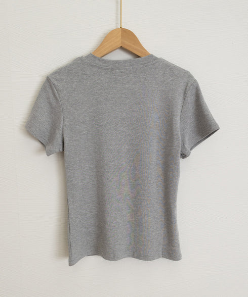 半袖ヘンリーネックtシャツ丸首カットソー フロントボタンtシャツレディース クルーネックtシャツ きれいめカジュアル 韓国風シンプルおしゃれ タイトトップス着やせ 83LUOSI-001