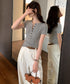 半袖ヘンリーネックtシャツ丸首カットソー フロントボタンtシャツレディース クルーネックtシャツ きれいめカジュアル 韓国風シンプルおしゃれ タイトトップス着やせ 83LUOSI-001