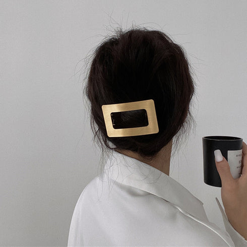 プレートバレッタ 韓国 スクエアフレーム メタル ヘアクリップ カッチン留め ヘアアクセサリー 幅広 ヘアピン ヘアアレンジ 髪留め カジュアル ワイドバレッタ 83LVHENG-002
