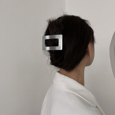 プレートバレッタ 韓国 スクエアフレーム メタル ヘアクリップ カッチン留め ヘアアクセサリー 幅広 ヘアピン ヘアアレンジ 髪留め カジュアル ワイドバレッタ 83LVHENG-002