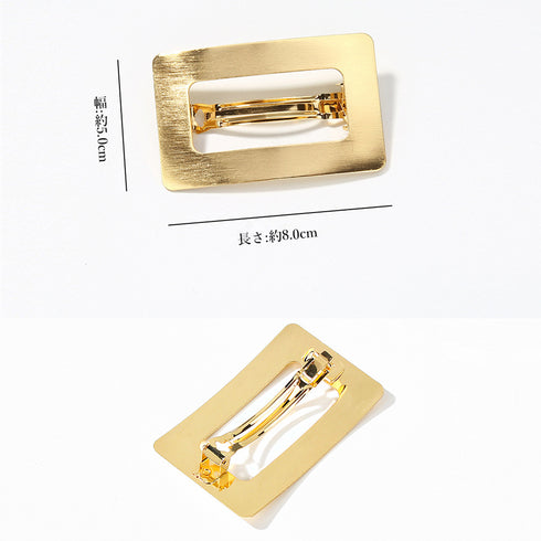 プレートバレッタ 韓国 スクエアフレーム メタル ヘアクリップ カッチン留め ヘアアクセサリー 幅広 ヘアピン ヘアアレンジ 髪留め カジュアル ワイドバレッタ 83LVHENG-002