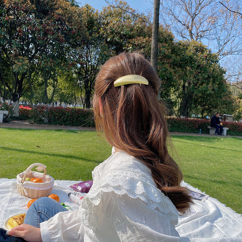 メタルバレッタ ヘアクリップ 韓国髪飾り おしゃれ ヘアアクセサリー 簡単 まとめ髪 シンプル おしゃれ ヘアアレンジ 大人可愛い 光沢感ヘアピン 上品きれいめ 83LVHENG-003