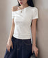 ワンショルダーTシャツオフショルダー夏服 レディース 片肩オフショルカットソー 無地 大人カジュアル セクシー tシャツ お洒落 夏トップス 肩出しカットソー半袖 83LYQYZ-002