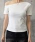 ワンショルダーTシャツオフショルダー夏服 レディース 片肩オフショルカットソー 無地 大人カジュアル セクシー tシャツ お洒落 夏トップス 肩出しカットソー半袖 83LYQYZ-002