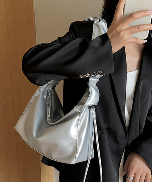 ギャザーショルダーバッグ ドロストバッグ レディース ドロストショルダーバッグ 2WAY ボディバッグ 軽量 大人カジュアル ワンショルダーバッグ フェイクレザー 83MAOREN-001