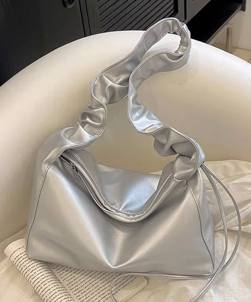 ギャザーショルダーバッグ ドロストバッグ レディース ドロストショルダーバッグ 2WAY ボディバッグ 軽量 大人カジュアル ワンショルダーバッグ フェイクレザー 83MAOREN-001