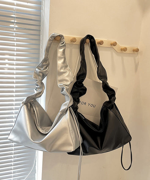 ギャザーショルダーバッグ ドロストバッグ レディース ドロストショルダーバッグ 2WAY ボディバッグ 軽量 大人カジュアル ワンショルダーバッグ フェイクレザー 83MAOREN-001