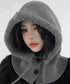 バラクラバニット帽ネックウォーマー一体型 暖かいフードウォーマー ボア防寒帽子耳当て付き 韓国風小顔帽子 可愛いペアルック帽子 防風ニットキャップ フードマフラー 83MQDZ-001