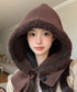 バラクラバニット帽ネックウォーマー一体型 暖かいフードウォーマー ボア防寒帽子耳当て付き 韓国風小顔帽子 可愛いペアルック帽子 防風ニットキャップ フードマフラー 83MQDZ-001