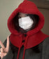 バラクラバニット帽ネックウォーマー一体型 暖かいフードウォーマー ボア防寒帽子耳当て付き 韓国風小顔帽子 可愛いペアルック帽子 防風ニットキャップ フードマフラー 83MQDZ-001