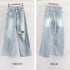 ダメージ デニムパンツ ハイウエスト韓国 ゆったり セミワイドパンツ 体型カバー ジーンズ おしゃれ レディース 美脚ジーパン カジュアルロングパンツ ストレート 83MTAI-001