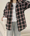 レディースチェックシャツブラウスレトロ風 大人カジュアル チェック柄シャツ ゆったりシャツカーディガン 長袖ライトアウター 体型カバー羽織り韓国風ビッグシャツ四季 83OUQING-002