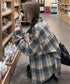 レディースチェックシャツブラウスレトロ風 大人カジュアル チェック柄シャツ ゆったりシャツカーディガン 長袖ライトアウター 体型カバー羽織り韓国風ビッグシャツ四季 83OUQING-002