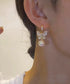 パールピアス韓国風揺れるピアスバタフライ 一粒フェイクパールピアス 蝶々モチーフ ビジューピアス 結婚式披露宴 キラキラピアスおしゃれ 上品耳飾り女性 フェミニン 83QH-004