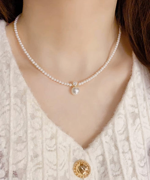 フェイクパールネックレスレディース 上品 鎖骨ネックレス フェミニン首飾り 韓国風ショートネックレス 大人可愛いアクセサリー華やかなパーティージュエリー きれいめ 83QH-005