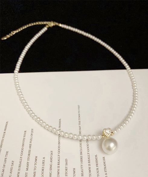 フェイクパールネックレスレディース 上品 鎖骨ネックレス フェミニン首飾り 韓国風ショートネックレス 大人可愛いアクセサリー華やかなパーティージュエリー きれいめ 83QH-005