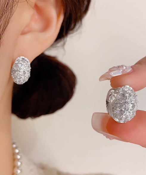 ビジューピアス韓国風 透かしピアス両耳用 オーバルピアスレディース 大人可愛いアクセサリー キラキラ 人気ピアス 華やか高見え 結婚式ピアス 高級感 誕生日ギフト 83QH-006