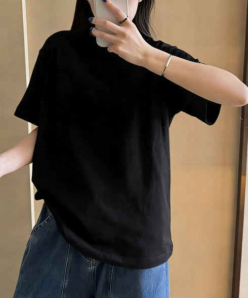 オーバーサイズTシャツ無地半袖レディース ゆったり おしゃれカットソー クルーネック ビッグtシャツ 大人カジュアルトップス 五分袖 体型カバー夏服 韓国風楽ちん 83QIANHUI-001