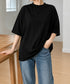 オーバーサイズTシャツ無地半袖レディース ゆったり おしゃれカットソー クルーネック ビッグtシャツ 大人カジュアルトップス 五分袖 体型カバー夏服 韓国風楽ちん 83QIANHUI-001