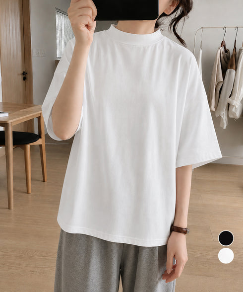 オーバーサイズTシャツ無地半袖レディース ゆったり おしゃれカットソー クルーネック ビッグtシャツ 大人カジュアルトップス 五分袖 体型カバー夏服 韓国風楽ちん 83QIANHUI-001