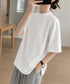 オーバーサイズTシャツ無地半袖レディース ゆったり おしゃれカットソー クルーネック ビッグtシャツ 大人カジュアルトップス 五分袖 体型カバー夏服 韓国風楽ちん 83QIANHUI-001