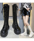 ロングブーツ レディース レースアップ靴 韓国 厚底ロングブーツ 秋冬シューズ 編み上げブーツ ボリューム感 美脚 サイドジップローヒール靴 おしゃれ 疲れにくい 83RAJL-008
