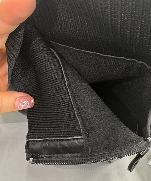 ショートブーツ 美脚 リブ切り替えブーツ レディース 裏起毛ソックスブーツ PUレザー スクエアトゥブーツ 太ヒールブーティ 痛くない 疲れないブーツ きれいめ靴 83RAJL-011