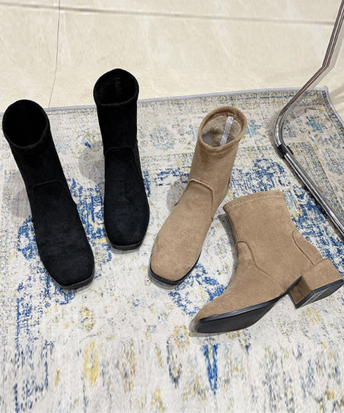 ショートブーツ レディース ブーティ韓国 スエードブーツ 疲れないブーティー おしゃれ アンクルブーツ スクエアトゥ 内ボア秋冬靴 ローヒール 歩きやすい美脚脚長 83RAJL-012