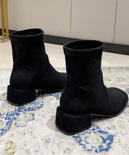 ショートブーツ レディース ブーティ韓国 スエードブーツ 疲れないブーティー おしゃれ アンクルブーツ スクエアトゥ 内ボア秋冬靴 ローヒール 歩きやすい美脚脚長 83RAJL-012