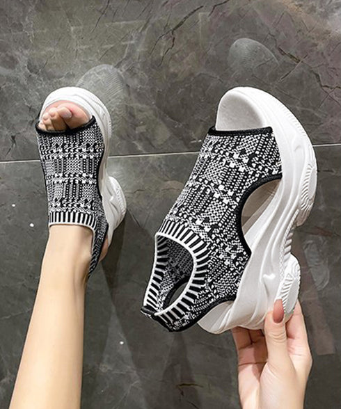 厚底ニットサンダル スポーツサンダル軽量 オープントゥ靴 レディース 疲れにくい コンフォートサンダル 歩きやすいシューズ 通気性 おしゃれ サマーサンダル韓国風 83RAJL-013