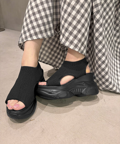 厚底ニットサンダル スポーツサンダル軽量 オープントゥ靴 レディース 疲れにくい コンフォートサンダル 歩きやすいシューズ 通気性 おしゃれ サマーサンダル韓国風 83RAJL-013