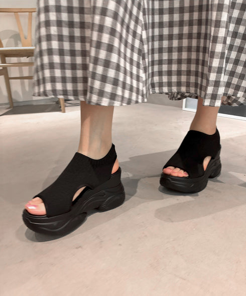 厚底ニットサンダル スポーツサンダル軽量 オープントゥ靴 レディース 疲れにくい コンフォートサンダル 歩きやすいシューズ 通気性 おしゃれ サマーサンダル韓国風 83RAJL-013