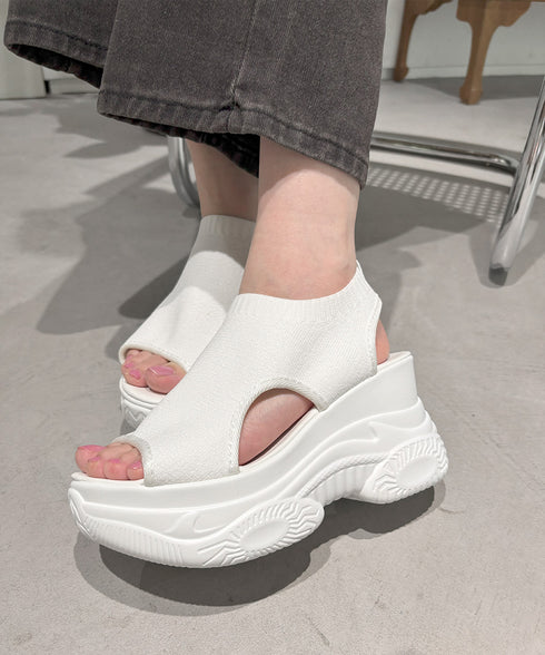 厚底ニットサンダル スポーツサンダル軽量 オープントゥ靴 レディース 疲れにくい コンフォートサンダル 歩きやすいシューズ 通気性 おしゃれ サマーサンダル韓国風 83RAJL-013