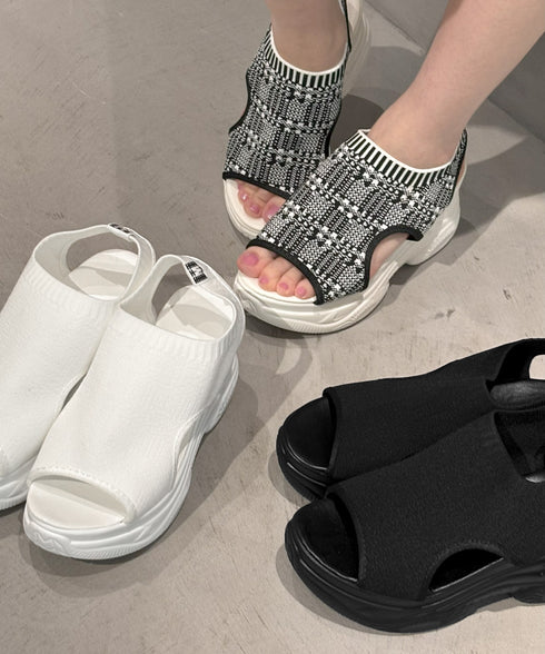 厚底ニットサンダル スポーツサンダル軽量 オープントゥ靴 レディース 疲れにくい コンフォートサンダル 歩きやすいシューズ 通気性 おしゃれ サマーサンダル韓国風 83RAJL-013