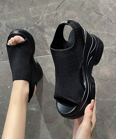 厚底ニットサンダル スポーツサンダル軽量 オープントゥ靴 レディース 疲れにくい コンフォートサンダル 歩きやすいシューズ 通気性 おしゃれ サマーサンダル韓国風 83RAJL-013