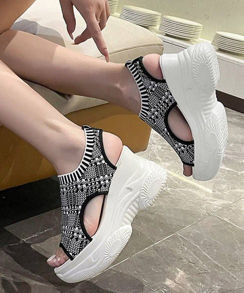 厚底ニットサンダル スポーツサンダル軽量 オープントゥ靴 レディース 疲れにくい コンフォートサンダル 歩きやすいシューズ 通気性 おしゃれ サマーサンダル韓国風 83RAJL-013