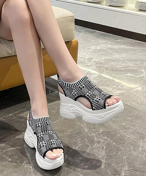 厚底ニットサンダル スポーツサンダル軽量 オープントゥ靴 レディース 疲れにくい コンフォートサンダル 歩きやすいシューズ 通気性 おしゃれ サマーサンダル韓国風 83RAJL-013