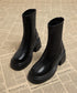 PUレザーショートブーツ バックジッパー 厚底ワークブーツ レディース ラウンドトゥ コンフォートブーツ 太ヒール 疲れにくい 靴 韓国風履きやすいくつ 通勤通学 83RAJL-014