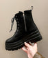ショートブーツ厚底 ワークブーツ美脚脚長 カッコいい ミドルブーツ レディース 履きやすい ストームブーツ サイドジップ 歩きやすい合皮ブーツ 韓国風カジュアル靴 83RAJL-015