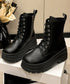 ショートブーツ厚底 ワークブーツ美脚脚長 カッコいい ミドルブーツ レディース 履きやすい ストームブーツ サイドジップ 歩きやすい合皮ブーツ 韓国風カジュアル靴 83RAJL-015