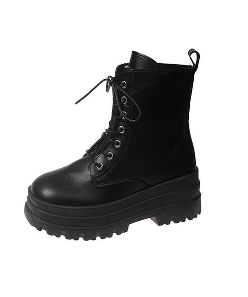 ショートブーツ厚底 ワークブーツ美脚脚長 カッコいい ミドルブーツ レディース 履きやすい ストームブーツ サイドジップ 歩きやすい合皮ブーツ 韓国風カジュアル靴 83RAJL-015