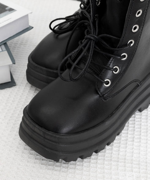 ショートブーツ厚底 ワークブーツ美脚脚長 カッコいい ミドルブーツ レディース 履きやすい ストームブーツ サイドジップ 歩きやすい合皮ブーツ 韓国風カジュアル靴 83RAJL-015