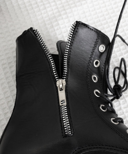 ショートブーツ厚底 ワークブーツ美脚脚長 カッコいい ミドルブーツ レディース 履きやすい ストームブーツ サイドジップ 歩きやすい合皮ブーツ 韓国風カジュアル靴 83RAJL-015