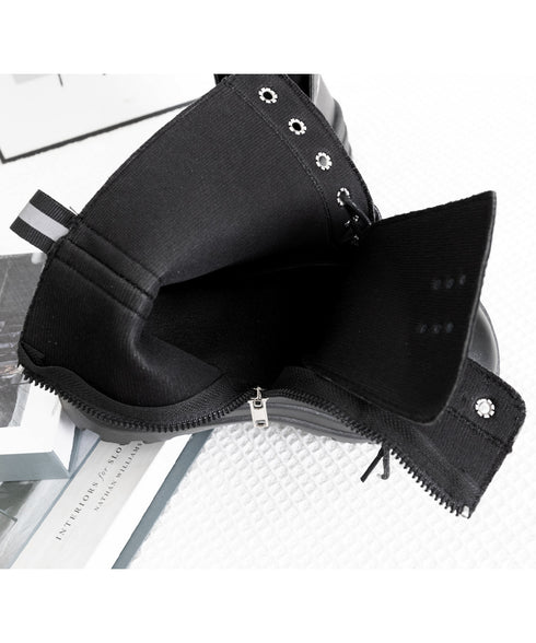 ショートブーツ厚底 ワークブーツ美脚脚長 カッコいい ミドルブーツ レディース 履きやすい ストームブーツ サイドジップ 歩きやすい合皮ブーツ 韓国風カジュアル靴 83RAJL-015