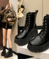 ショートブーツ厚底 ワークブーツ美脚脚長 カッコいい ミドルブーツ レディース 履きやすい ストームブーツ サイドジップ 歩きやすい合皮ブーツ 韓国風カジュアル靴 83RAJL-015